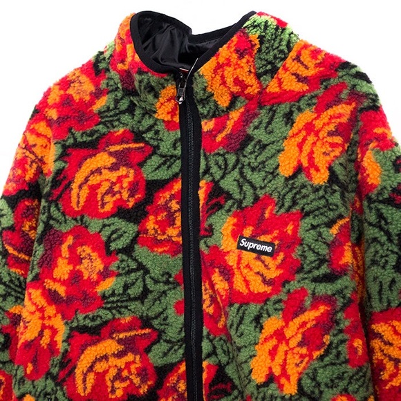 ジャケット・アウター Supreme Roses Sherpa Fleece Jacket Supreme Roses Sherpa Fleece Reversible Jacket Black Men's